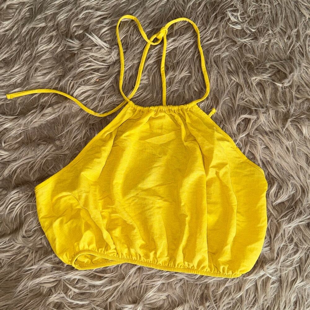 New Zara Cropped Halter Top Women's Yellow size L